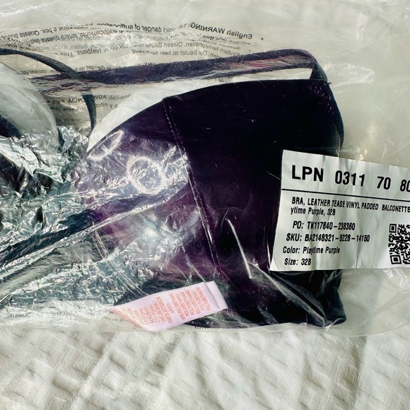 Savage X Fenty Playtime Purple Leather Tease Vinyl Balconette Bra - Picture 7 of 7